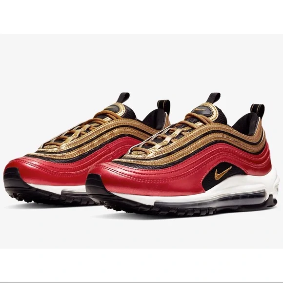 HOT Ct1148 600 Air Max 97 Gold And Red Nike Shoes Nike
